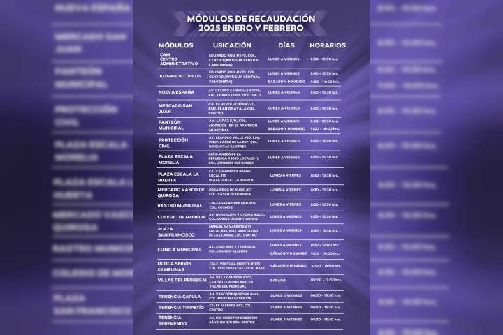 En enero y febrero, pago de Predial será en Centro Administrativo de Morelia; Manantiales no realizará cobros