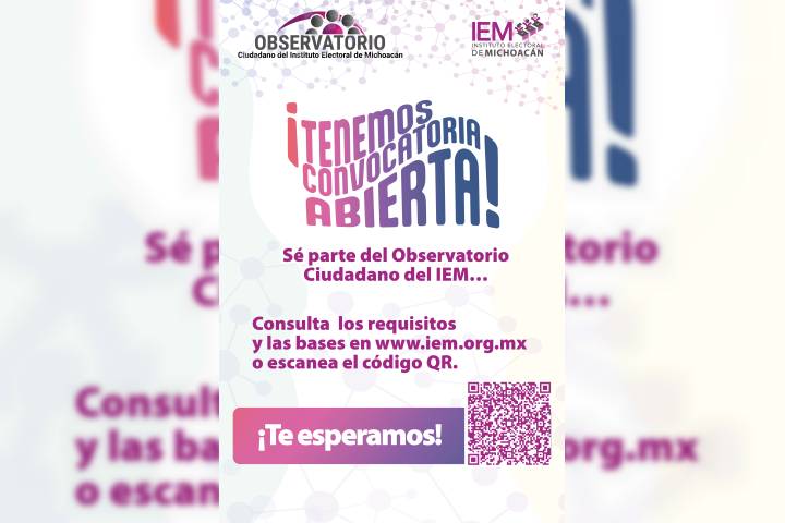 ¡Aún hay tiempo de formar parte del Observatorio Ciudadano del IEM!