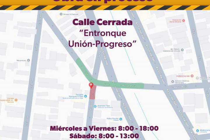 ¡Toma precauciones! Por obra del teleférico de Morelia hay cierre parcial de calles y avenidas