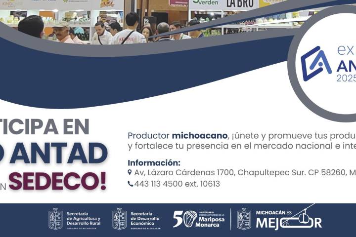 Convoca Sedeco a productores michoacanos para representar a Michoacán en Expo ANTAD 2025