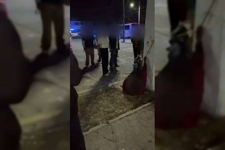 Presunto ladrón atrapado y amarrado a un poste en San Nicolas Obispo