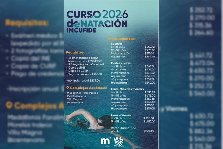 Imcufide invita a inscribirse en sus Cursos de Natación 2026