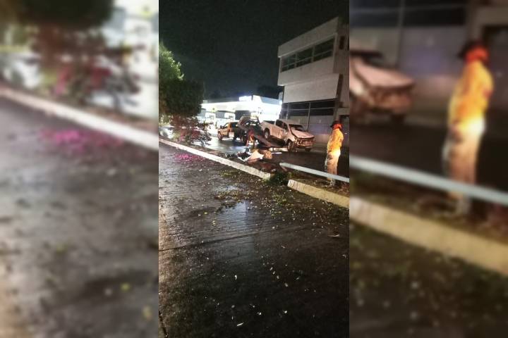 Camioneta choca contra árbol y poste en la avenida Héroes de Nocupétaro, Morelia