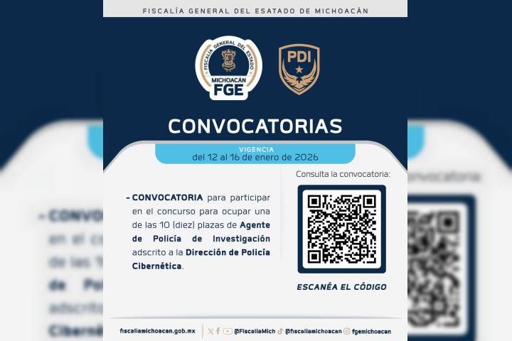 Emite FGE convocatoria para concurso de plazas de agente de la Policía de Investigación