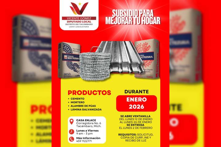 Abre Casa Enlace Tacámbaro de Vicente Gómez Núñez ventanilla para material de construcción