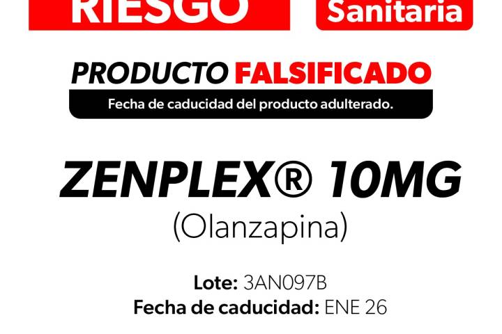SSM alerta a la población sobre medicamento adulterado Zenplex (Olanzapina)