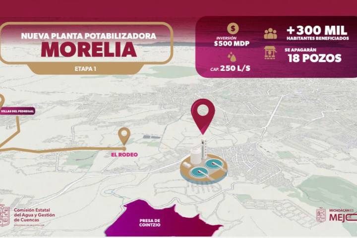 Agua garantizada para 300 mil morelianos; Bedolla anuncia nueva planta potabilizadora de 500 mdp