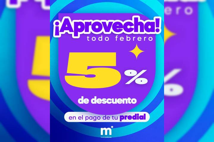En febrero, aprovecha el 5% de descuento en el pago del predial