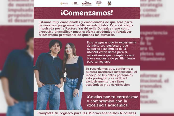 ¡Casi listos! Completa tu registro para las Microcredenciales Nicolaitas