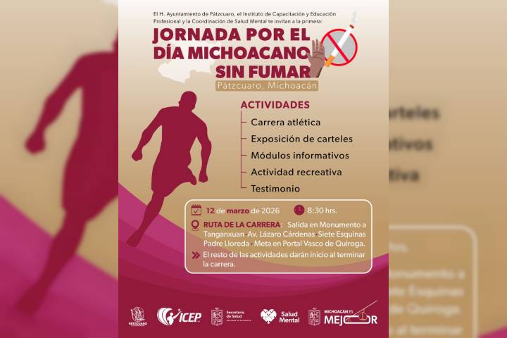 SSM realizará carrera atlética para fomentar entornos libres de humo en Pátzcuaro