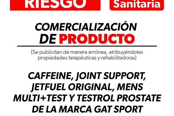 Alerta Cofepris por comercialización de productos de la marca GAT SPORT