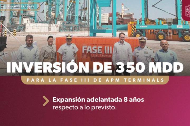 Inversión de 350 mdd de APM Terminals impulsa crecimiento del puerto de Lázaro Cárdenas: Bedolla