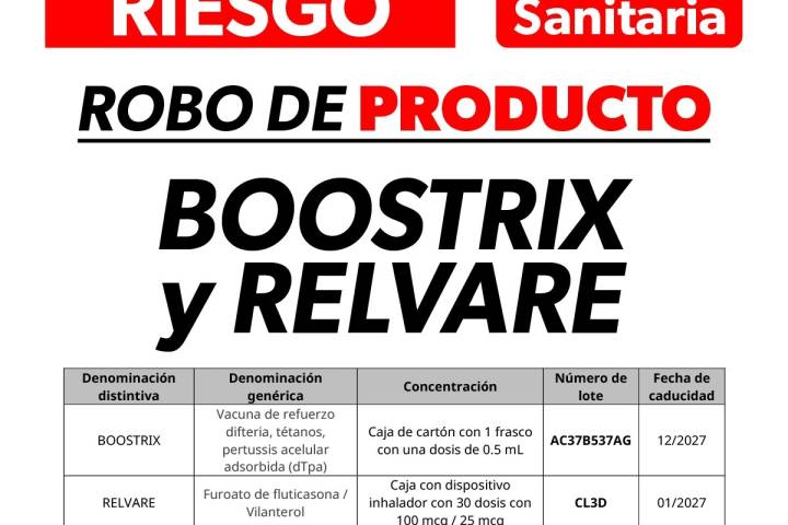 Alerta por comercialización de medicamentos robados de la empresa GlaxoSmithKline México