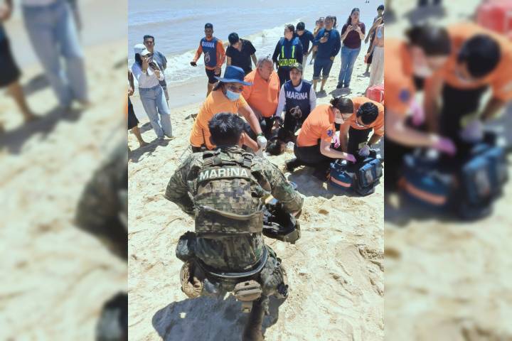 Marina realiza el rescate en playa el Malecón, San Felipe Baja California
