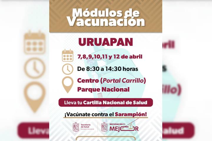 ¡Vacúnate mientras visitas el Tianguis Artesanal de Uruapan! SSM habilita 5 módulos