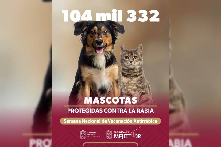 SSM vacuna a más de 104 mil perros y gatos contra la rabia en Michoacán