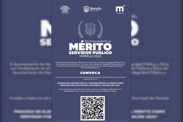 Gobierno de Morelia convoca al Reconocimiento al Mérito como Servidor Público 2026
