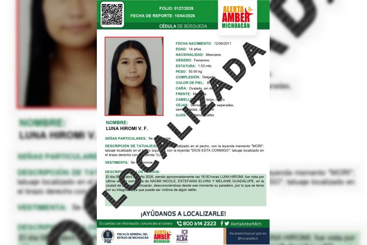Localiza FGE a cuatro menores reportadas como desaparecidas en Zamora