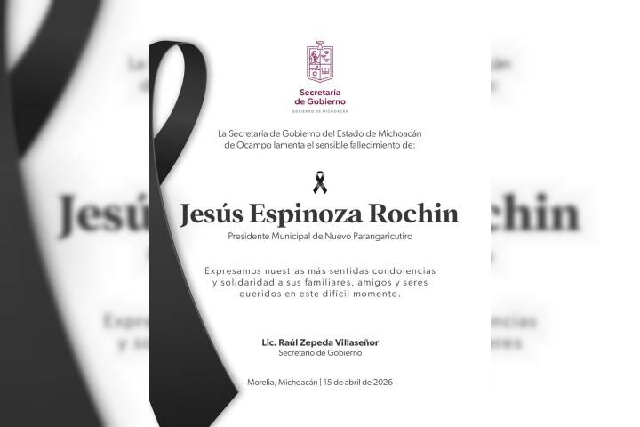 Gobierno de Michoacán lamenta fallecimiento del alcalde de Nuevo Parangaricutiro: Raúl Zepeda