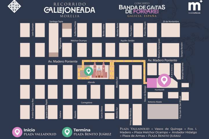Invita Gobierno de Morelia a disfrutar de tradicional callejoneada con recorrido cultural y musical al ritmo de gaitas