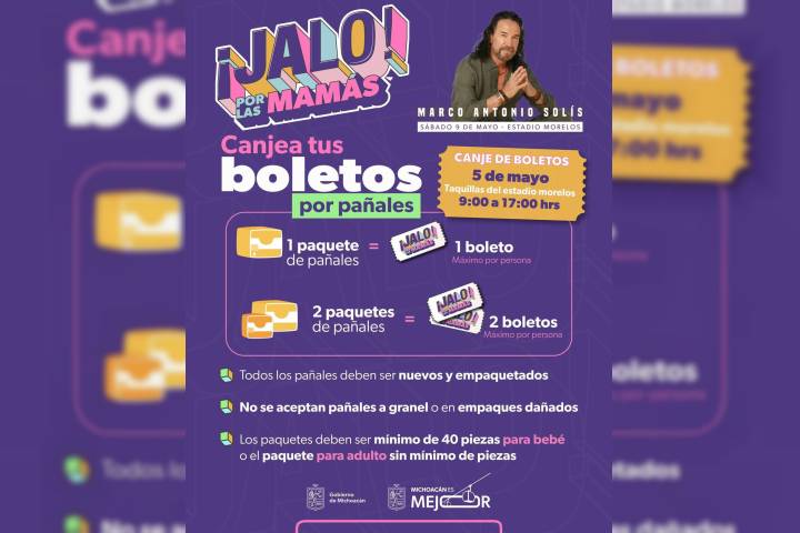 Concierto de Marco Antonio Solís, un acto de amor por las mamás michoacanas: Bedolla invita a donar pañales