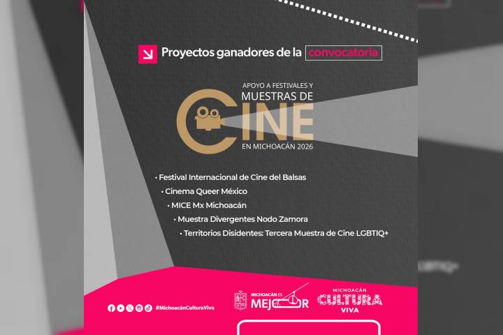 Conoce a los ganadores del programa Apoyo a festivales y muestras de cine en Michoacán