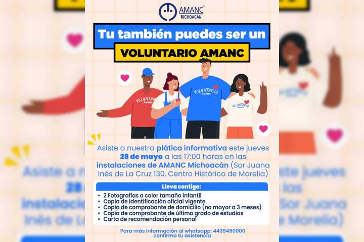 Convoca AMANC Michoacán a morelianas y morelianos a sumarse al voluntariado