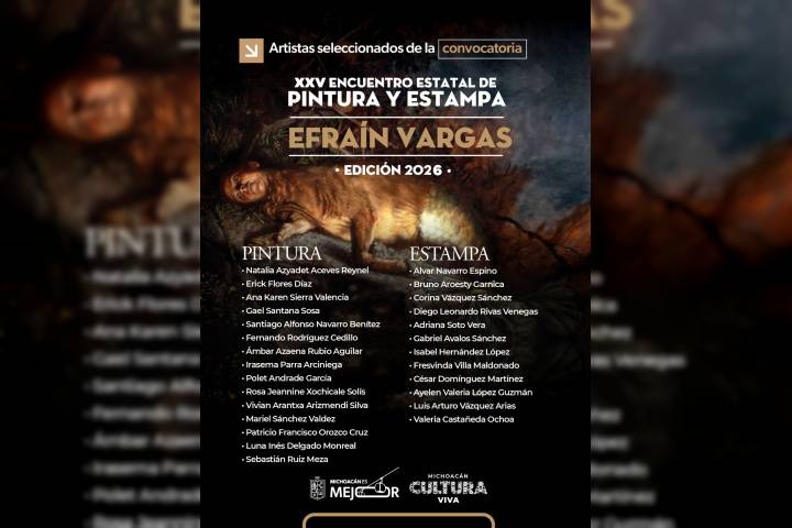 Conoce a las y los seleccionados del Encuentro Estatal de Pintura y Estampa "Efraín Vargas" 2026