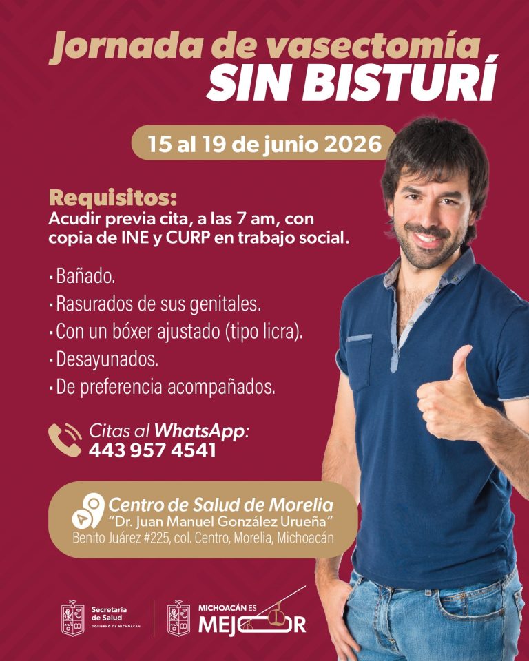 Habrá jornada de vasectomía gratuita en Morelia; conoce las fechas y requisitos